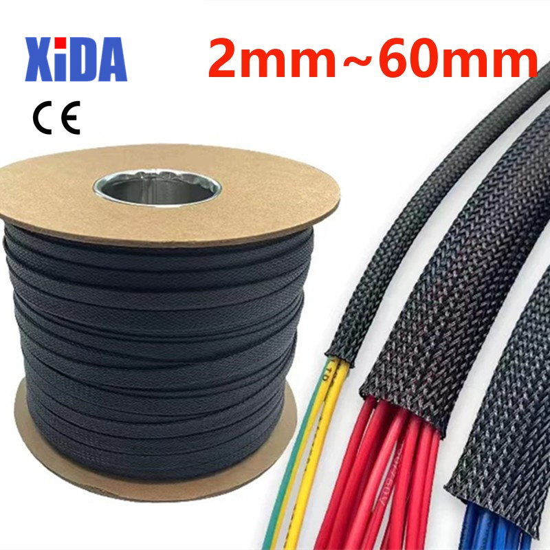 Cable Sleeve Braided - 5/10 m schwarzer isolierter Geflechtschlauch, 2/4/6/8/10/12/15/20/25