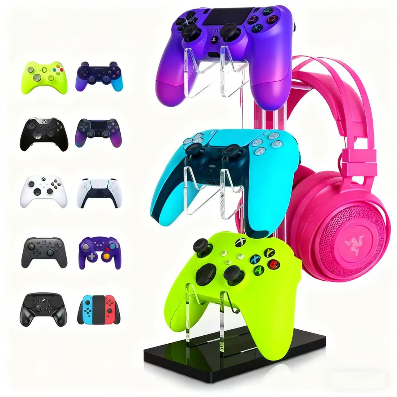 Gaming Controllers Xbox Accessories - Universeller 2/3-stufiger Controller-Halter und Headset-Ständer für