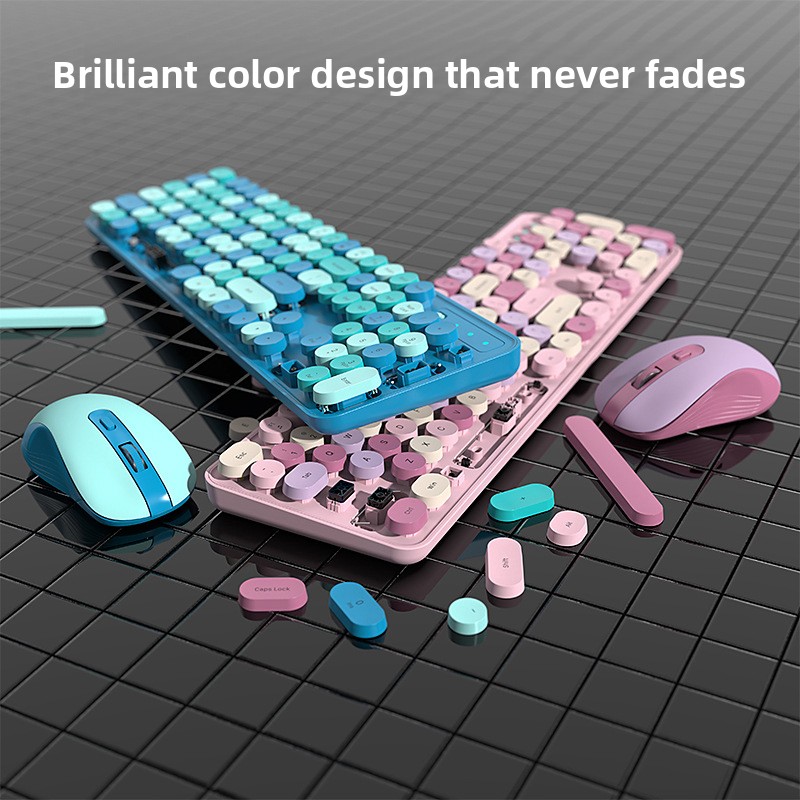 Gaming Accessories Uk - Maßgefertigtes Kabelloses Tastatur-Maus-Set in Rosé-Rosa 2,4G