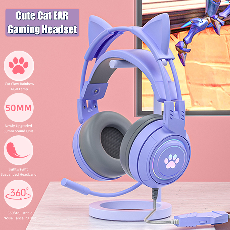 Venom Gaming Accessories - Niedliche Katzen ohr Gaming-Kopfhörer mit Mikrofon