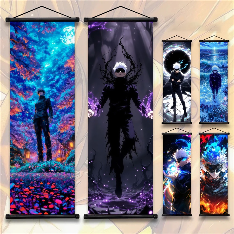 Gaming Accessories Decor - Jujutsu Kaisen Gojo Satoru Anime-Kunst Stoff-Wandposter