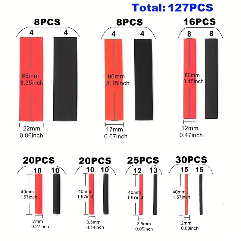 127 Stück Schwarz Rot Schrumpf – Sleeved Cable Kit Bewertung und Preis