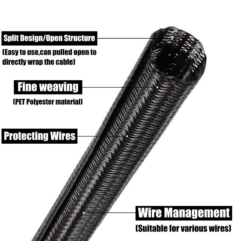 3/5/9 m schwarze PET-Geflechts – Cable Sleeve Braided Bewertung und Preis